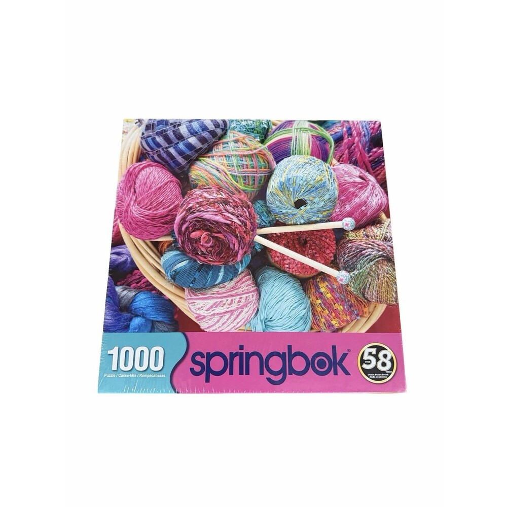 Springbok Knit Fit 1000 Piece Jigsaw Puzzle Colorful Yarn Basket New Sealed